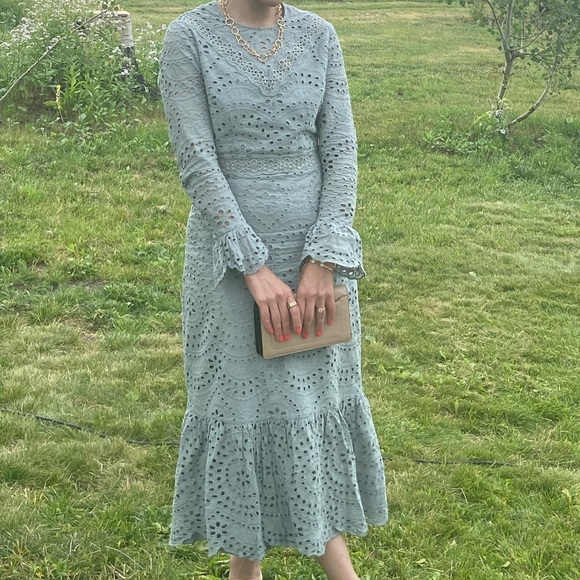 ASOS Dresses & Skirts - Sage Cottage-core Eyelet Lace Dress
